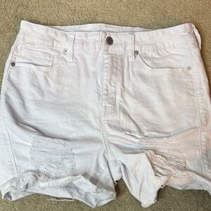 New York & Company White Ripped Denim Cutoff Shorts
